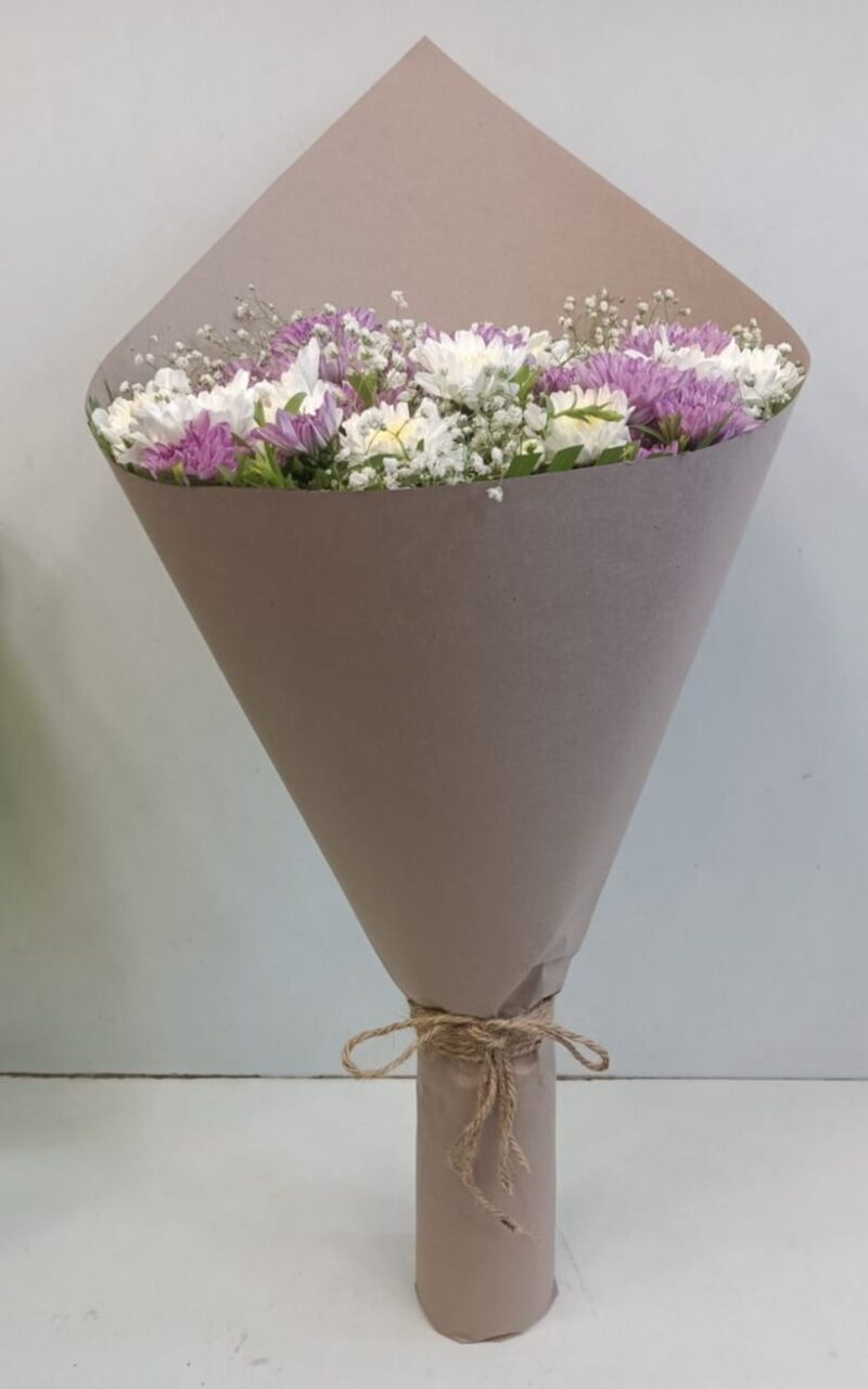 Spray Daisies Brown Wrap Bouquet