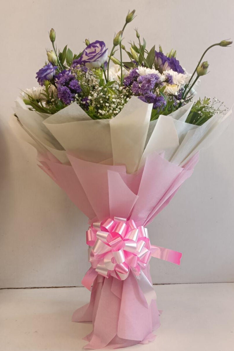 Diva - Bouquet of Mixed Eustomas and Blue Daisies