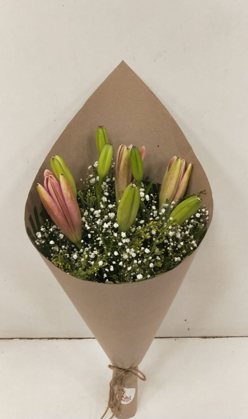 Bouquet of Asiatic Lily in Brown Wrap