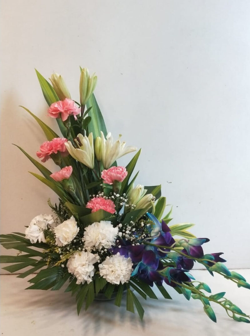 Floral Arrangement with Asiatic Lilies, Orchids and Carnations