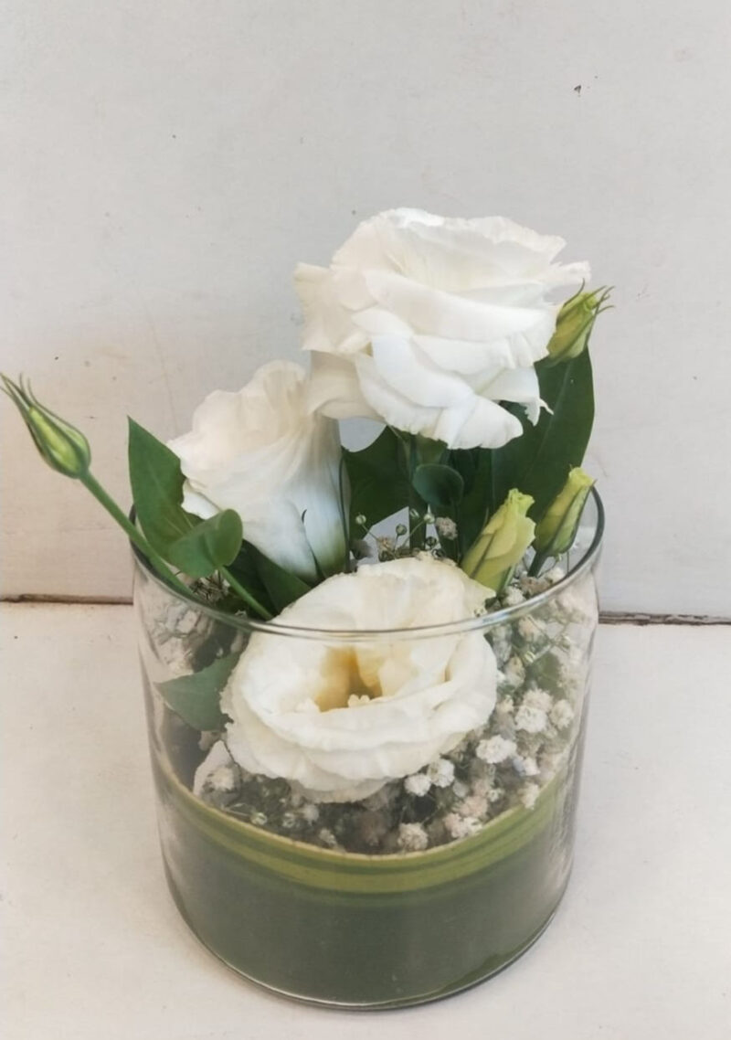 Eustoma in Glass Vase