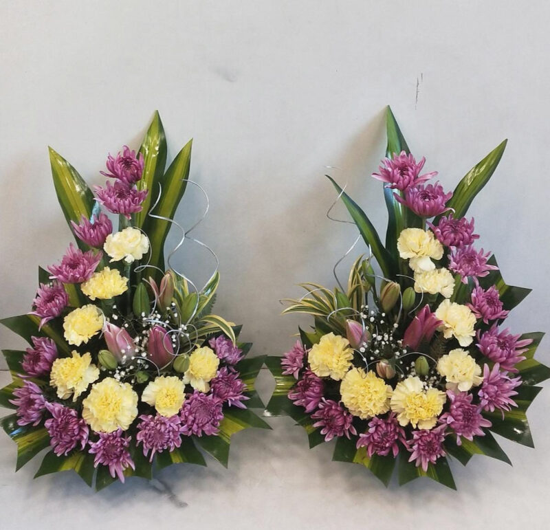 Pair of 2 Basket made with Guldawari, Carnations and Fragrant Oriental Lilies