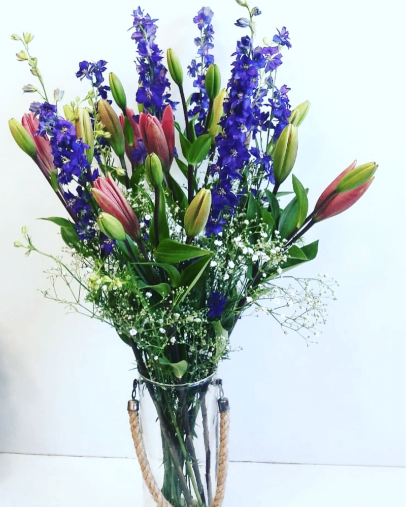 Radiance- Asiatic Lilies & Larkspur
