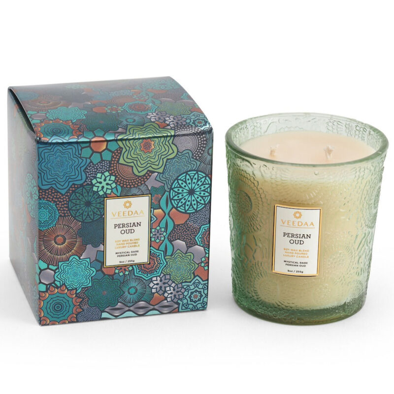 VEEDA PERSIAN OUD VALENO GLASS CANDLE